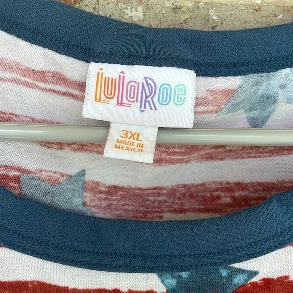 LuLaRoe Red White Blue Stars and Stripes Short Sleeved T-shirt - Picture 5 of 8